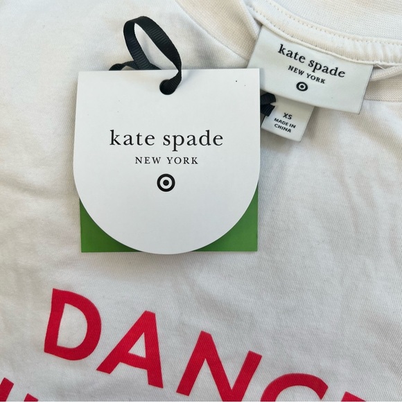 Kate Spade Dance White Tee with Red Print, XS - Picture 3 of 4